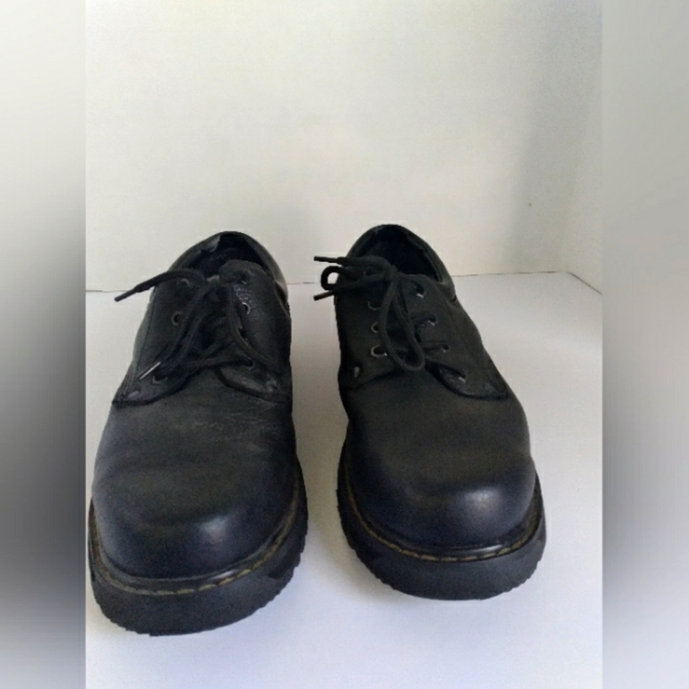 Classic Black Leather Oxford Shoes with Chunky Sole Platform Lace-Up Derby
